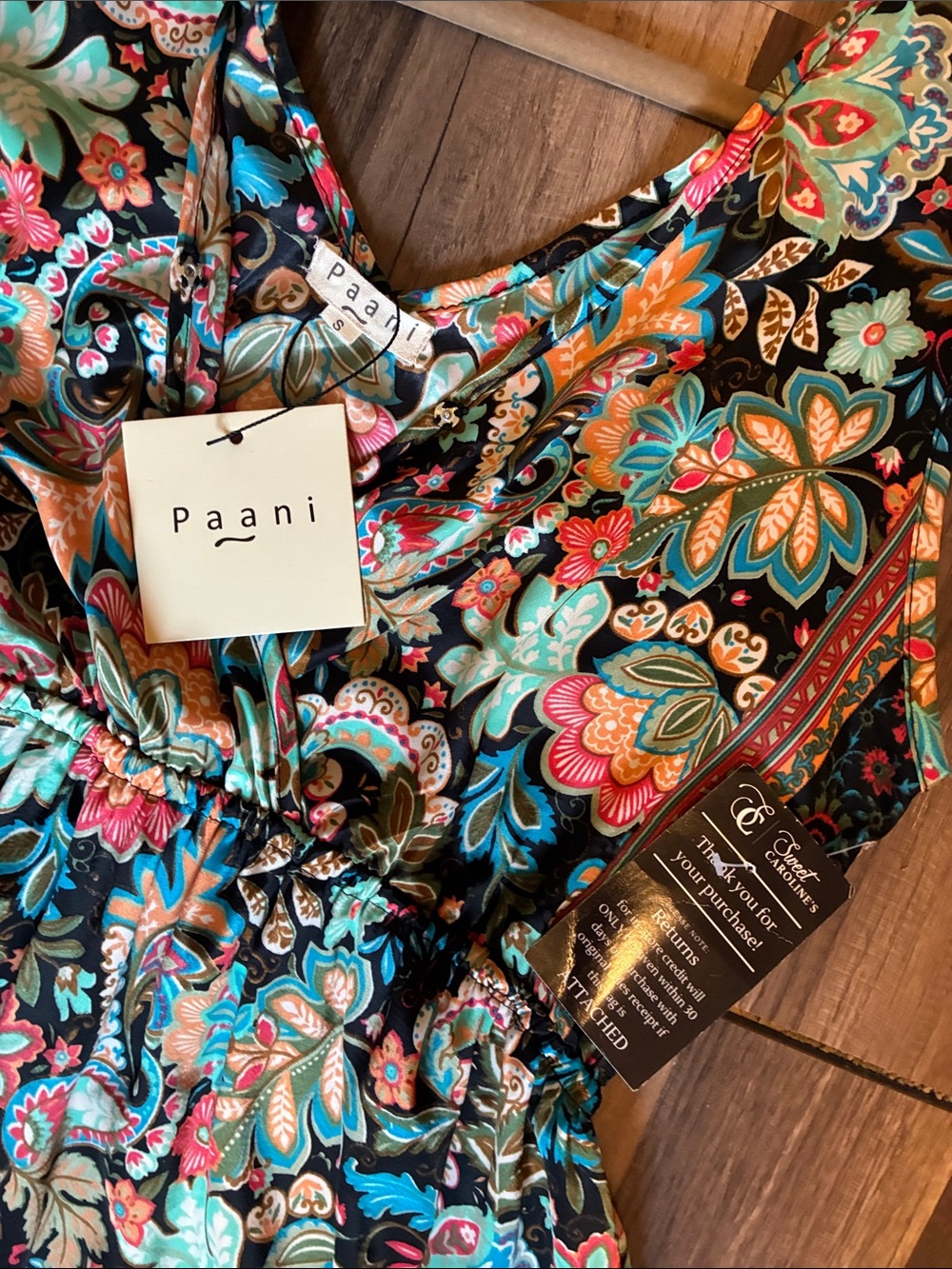 Boho Silky Floral Tiered Maxi Dress - Black/Multi-Colored- Size Small- NWT - Picture 3 of 13